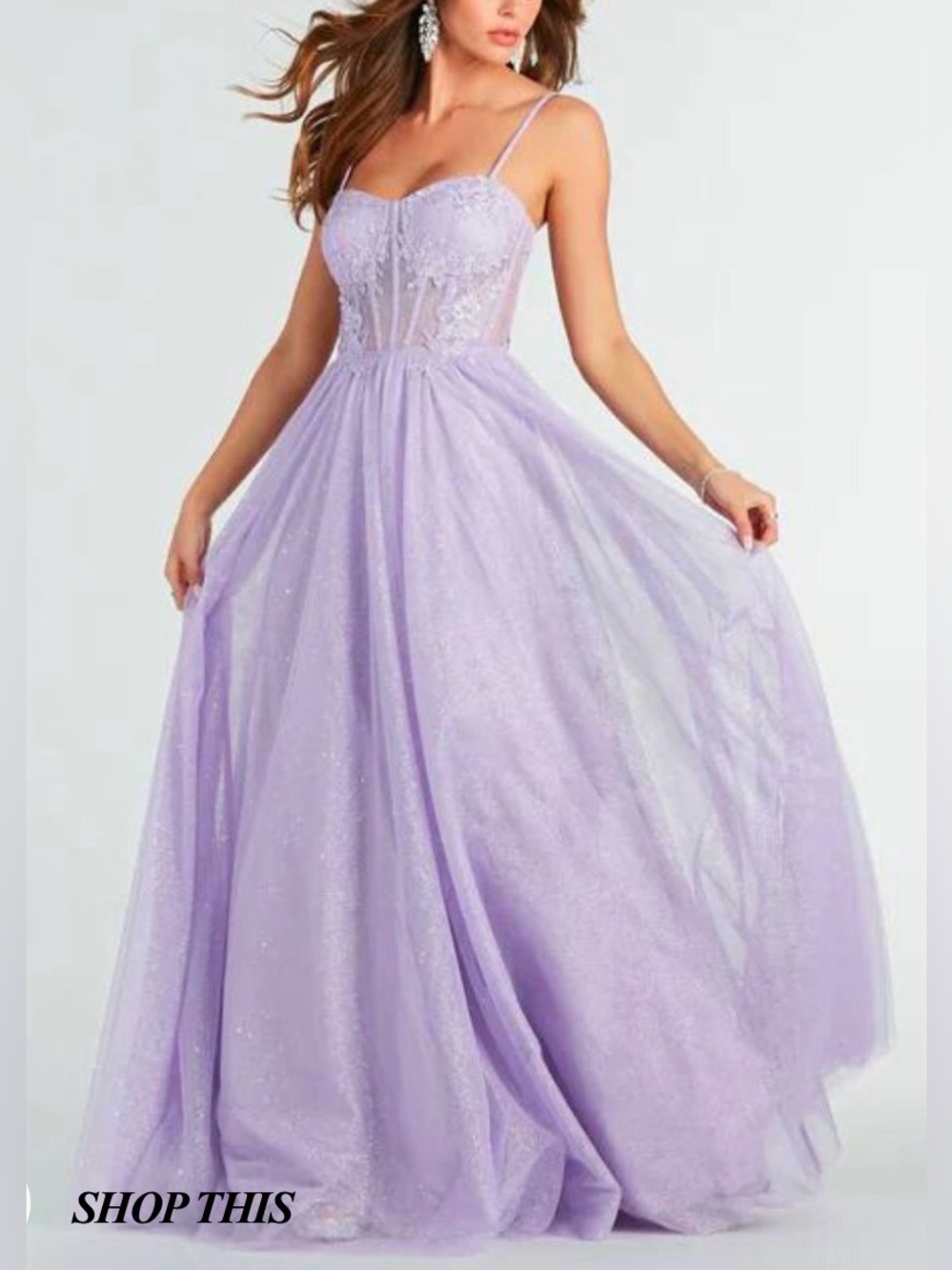 Windsor Tia Lavender Lace Tulle Corset Formal Ball Gown Size 7 Prom Dress NEW
